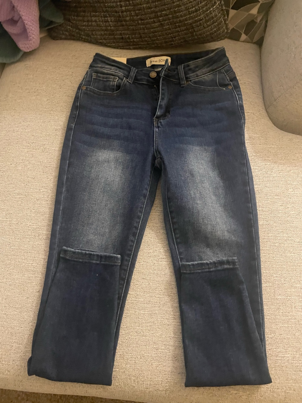 Classic Men's Dark Blue Washed Jeans